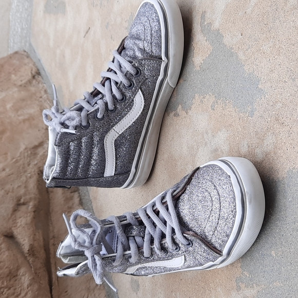 Vans Other - Vans Wade silver glitter high tops shoes size 1